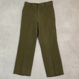 Marine Corps Pants‎ Mens 35x31 Olive Flat Front Uniform Wool Trousers